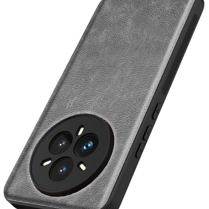 Kapa Tux Leather Back Cover for Realme 14 Pro 5G | Slim Shockproof Camera Protection Bumper Case (Grey)