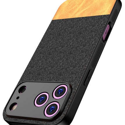 Kapa Soft Fabric & Leather Hybrid Protective Back Cover for Apple iPhone 17 Pro | Shockproof Slim Hard Anti Slip Back Case (Black,Brown)