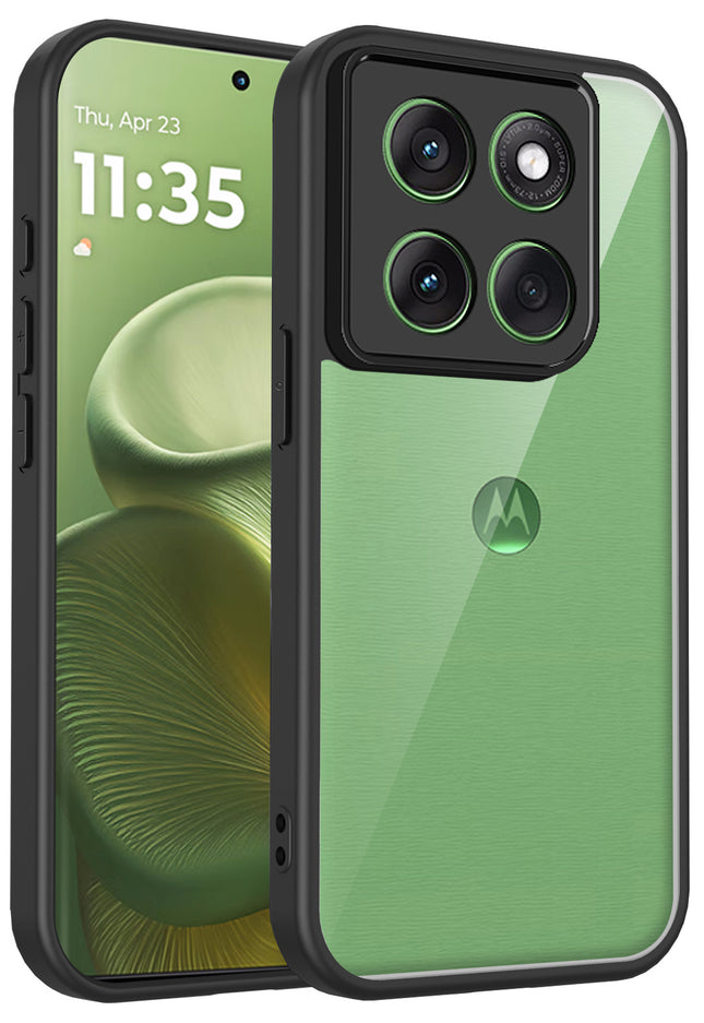 Kapa Hawkeye Clear Slim Tough Back Cover for Motorola G86 Power 5G | Camera Lens Protector Anti Yellow Shockproof Clear Hybrid Case Cover (Black Sides)