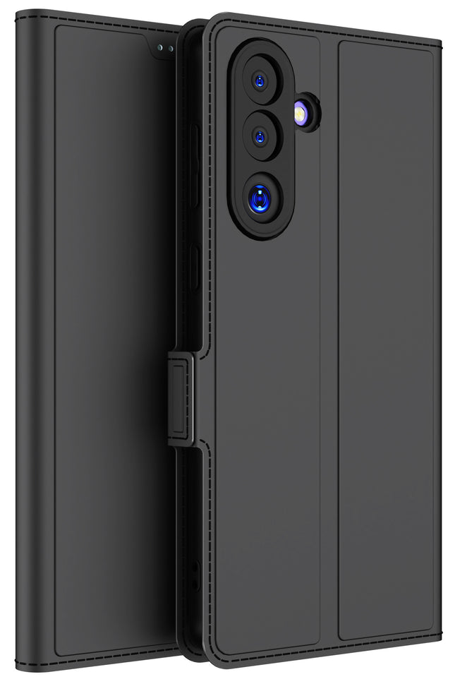 Kapa Noble Slim Magnetic Leather Flip Case Cover for Samsung Galaxy M36 / F36 5G | Card Holder Stand Flip Wallet Case (Black)