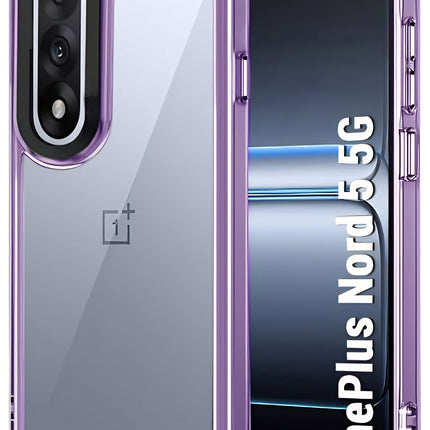 Kapa Warrior Acrylic Clear Back Cover For OnePlus Nord 5 | Slim Shockproof [Military Grade Protection] Hybrid Bumper Case (Purple Sides)