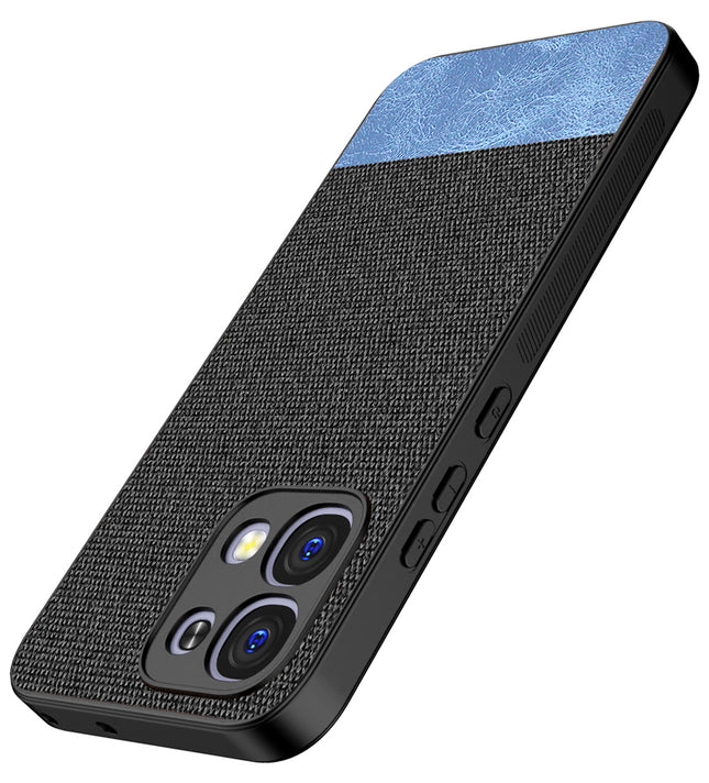 Kapa Soft Fabric & Leather Hybrid Protective Back Cover for Oppo F31 5G | Shockproof Slim Hard Anti Slip Back Case (Black,Blue)
