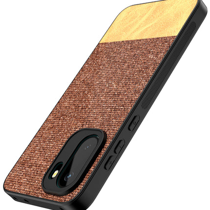 Kapa Soft Fabric & Leather Hybrid Protective Back Cover for OnePlus 15R | Shockproof Slim Hard Anti Slip Back Case (Brown)