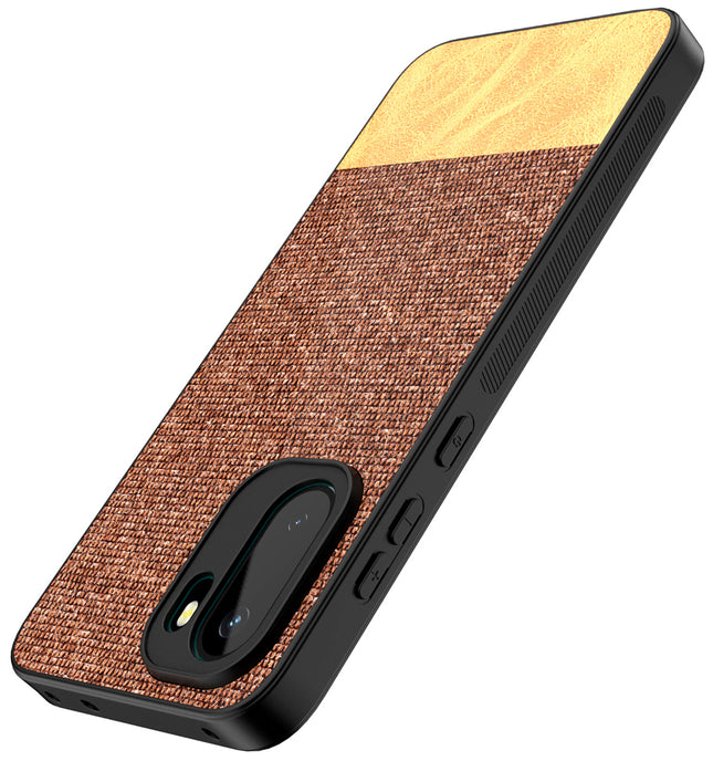 Kapa Soft Fabric & Leather Hybrid Protective Back Cover for OnePlus 15R | Shockproof Slim Hard Anti Slip Back Case (Brown)