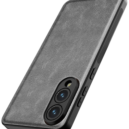 Kapa Tux Leather Back Cover for Samsung Galaxy S25 Edge | Slim Shockproof Camera Protection Bumper Case (Grey)