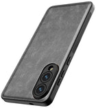 Kapa Tux Leather Back Cover for Samsung Galaxy S25 Edge | Slim Shockproof Camera Protection Bumper Case (Grey)