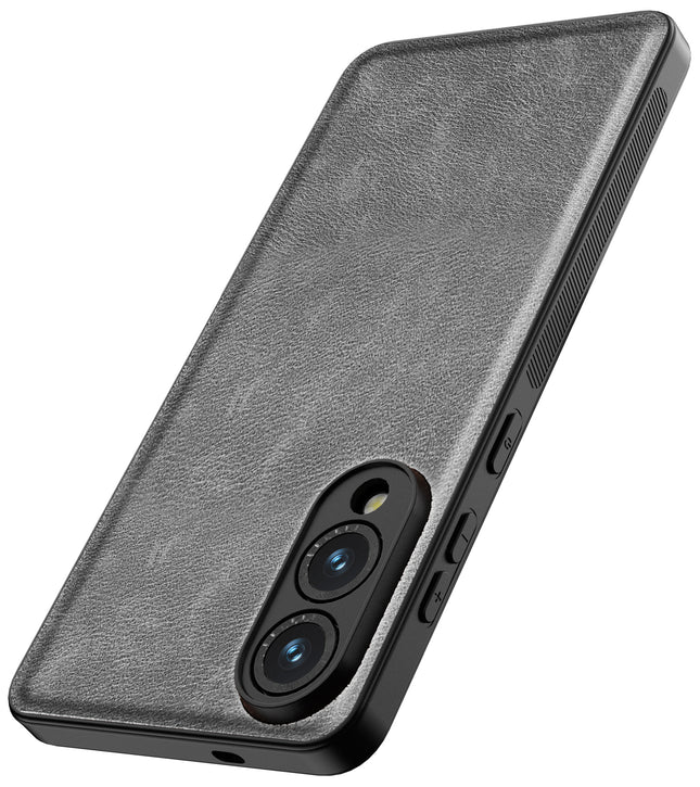 Kapa Tux Leather Back Cover for Samsung Galaxy S25 Edge | Slim Shockproof Camera Protection Bumper Case (Grey)