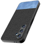 Kapa Soft Fabric & Leather Hybrid Protective Back Cover for Samsung Galaxy S24 FE | Shockproof Slim Hard Anti Slip Back Case (Black,Blue)