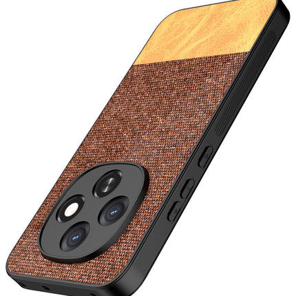 Kapa Soft Fabric & Leather Hybrid Protective Back Cover for Oppo F31 Pro 5G | Shockproof Slim Hard Anti Slip Back Case (Brown) - Mobizang