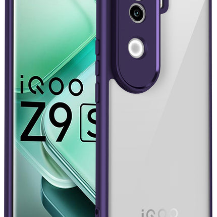 Kapa Hawkeye Clear Back Cover for Vivo V40E / iQOO Z9S | Camera Lens Protector Shockproof Slim Clear Case Cover (Purple Sides)