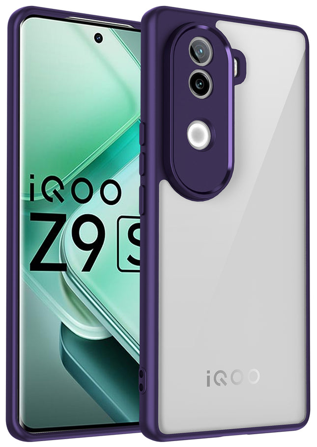 Kapa Hawkeye Clear Back Cover for Vivo V40E / iQOO Z9S | Camera Lens Protector Shockproof Slim Clear Case Cover (Purple Sides)