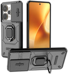 Kapa Armor Slider Back Cover for Realme 15 Pro 5G | Inbuilt Ring + Camera Slider Shockproof Lens Protection Bumper Back Case (Black)