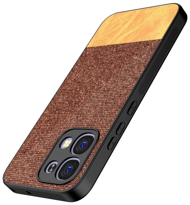 Kapa Soft Fabric & Leather Hybrid Protective Back Cover for Oppo F31 5G | Shockproof Slim Hard Anti Slip Back Case (Brown)