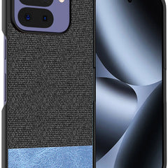 Kapa Soft Fabric & Leather Hybrid Protective Back Cover for Google Pixel 10 PRO FOLD | Shockproof Slim Hard Anti Slip Back Case (Black,Blue) - Mobizang