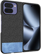 Kapa Soft Fabric & Leather Hybrid Protective Back Cover for Google Pixel 10 PRO FOLD | Shockproof Slim Hard Anti Slip Back Case (Black,Blue) - Mobizang
