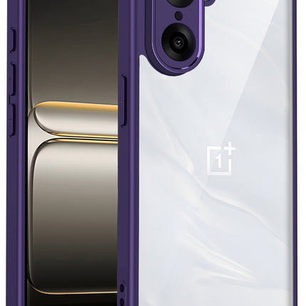 Kapa Hawkeye Clear Slim Tough Back Cover for OnePlus Nord CE 5 | Camera Lens Protector Anti Yellow Shockproof Clear Hybrid Case Cover (Purple Sides) - Mobizang