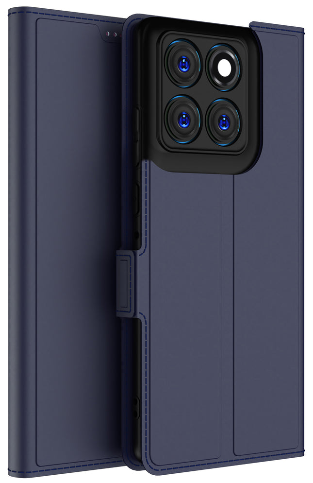 Kapa Noble Slim Magnetic Leather Flip Case Cover for Moto Edge 60 Pro | Card Holder Stand Flip Wallet Case (Blue)