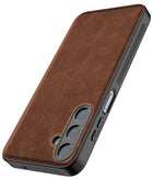 Kapa Tux Leather Back Cover for Samsung Galaxy M35 (5G) | Slim Shockproof Camera Protection Bumper Case (Brown) - Mobizang