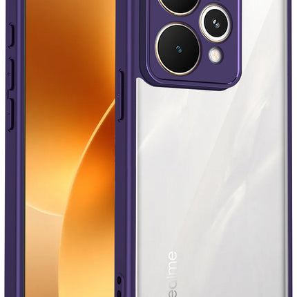 Kapa Hawkeye Clear Slim Tough Back Cover for Realme 15 Pro 5G | Camera Lens Protector Anti Yellow Shockproof Clear Hybrid Case Cover (Purple)