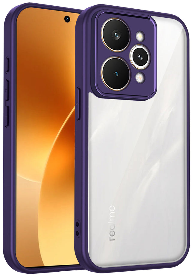 Kapa Hawkeye Clear Slim Tough Back Cover for Realme 15 Pro 5G | Camera Lens Protector Anti Yellow Shockproof Clear Hybrid Case Cover (Purple)
