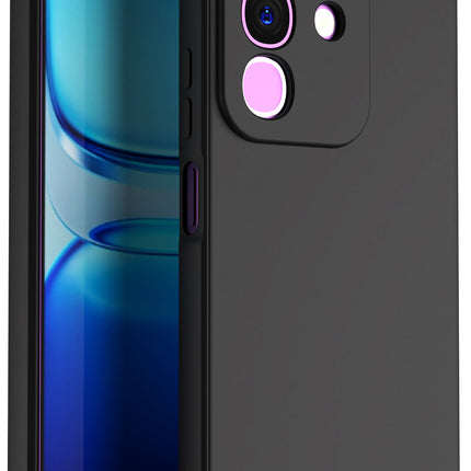Kapa Matte Protective Lens Flexible Back Cover for Iqoo Z10x 5G / Vivo T4x 5G | Slim Silicone with Soft Lining Shockproof Full Body Bumper Case (Black)