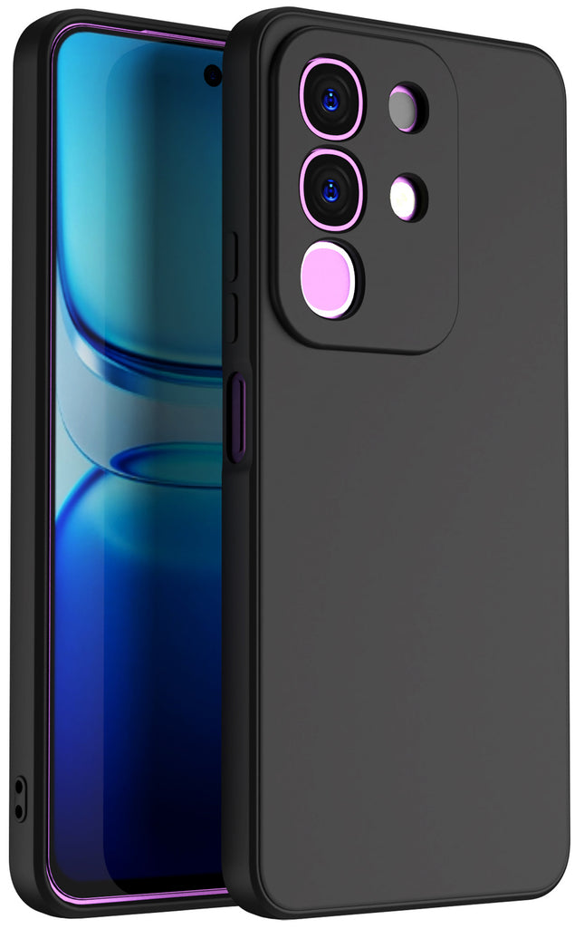 Kapa Matte Protective Lens Flexible Back Cover for Iqoo Z10x 5G / Vivo T4x 5G | Slim Silicone with Soft Lining Shockproof Full Body Bumper Case (Black)