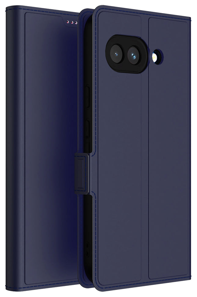 Kapa Noble Slim Magnetic Leather Flip Case Cover for Google Pixel 9A | Card Holder Stand Flip Wallet Case (Blue) - Mobizang