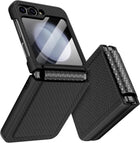 Kapa Textured Grip Hinge Protection Back Cover for Samsung Galaxy Z Flip6 / Z Flip 6 | with [Inbuilt Glass] Full Body Shockproof Hard Back Case (Black)