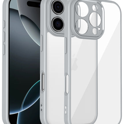 Kapa Hawkeye Clear Back Cover for Apple iPhone 16 Pro | Camera Lens Protector Shockproof Slim Clear Case Cover (Grey Sides) - Mobizang