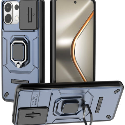 Kapa Armor Slider Back Cover for Oppo K13 5G | Inbuilt Ring + Camera Slider Shockproof Lens Protection Bumper Back Case (Blue)