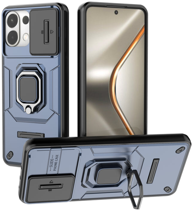 Kapa Armor Slider Back Cover for Oppo K13 5G | Inbuilt Ring + Camera Slider Shockproof Lens Protection Bumper Back Case (Blue)