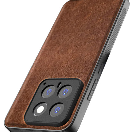 Kapa Tux Leather Back Cover for Xiaomi 14 (5G) | Slim Shockproof Camera Protection Bumper Case (Brown)