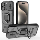 Kapa Armor Slider Back Cover for Apple iPhone 16 Pro | Inbuilt Ring + Camera Slider Shockproof Lens Protection Bumper Back Case (Black) - Mobizang