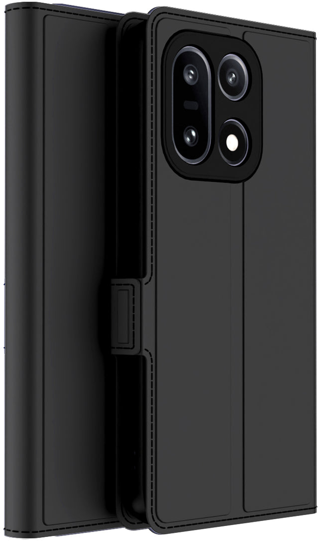 Kapa Noble Slim Magnetic Leather Flip Case Cover for OnePlus 15 | Card Holder Stand Flip Wallet Case (Black)