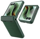 Kapa Leather Hinge Protection Back Cover for Moto Razr 60 Ultra| with [Inbuilt Glass] Full Body Shockproof Hard Back Case (Green)
