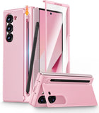 Kapa Textured Grip Pen Holder Hinge Protection Back Cover for Samsung Galaxy Z Fold7 / Fold 7 | with Kickstand & S Pen Slot Case (Pink)