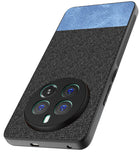 Kapa Soft Fabric & Leather Hybrid Protective Back Cover for Realme 12 Pro / 12 Pro Plus | Shockproof Slim Hard Anti Slip Back Case (Black,Blue) - Mobizang