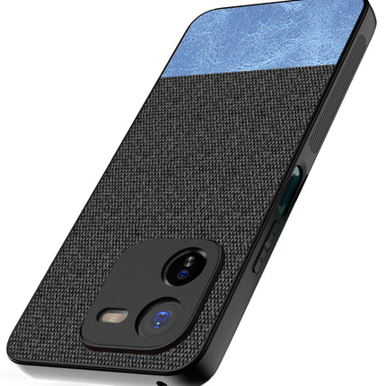 Kapa Soft Fabric & Leather Hybrid Protective Back Cover for IQOO Z9X | Shockproof Slim Hard Anti Slip Back Case (Black,Blue)
