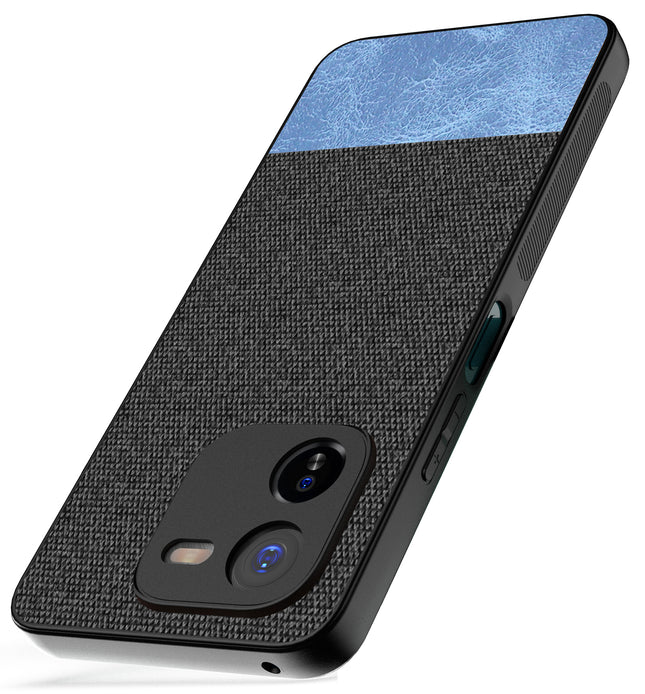 Kapa Soft Fabric & Leather Hybrid Protective Back Cover for IQOO Z9X | Shockproof Slim Hard Anti Slip Back Case (Black,Blue)