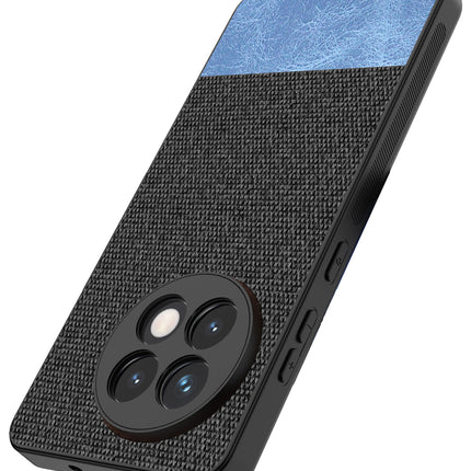 Kapa Soft Fabric & Leather Hybrid Protective Back Cover for OnePlus 13R | Shockproof Slim Hard Anti Slip Back Case (Black,Blue)