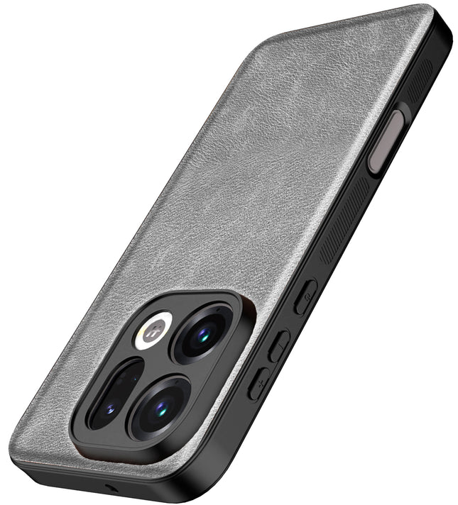 Kapa Tux Leather Back Cover for Oppo Find X9 | Slim Shockproof Camera Protection Bumper Case (Grey)