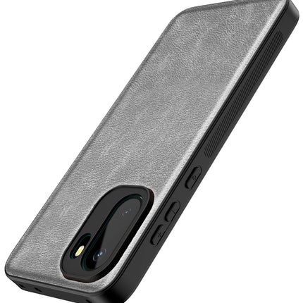 Kapa Tux Leather Back Cover for OnePlus 15R | Slim Shockproof Camera Protection Bumper Case (Grey)