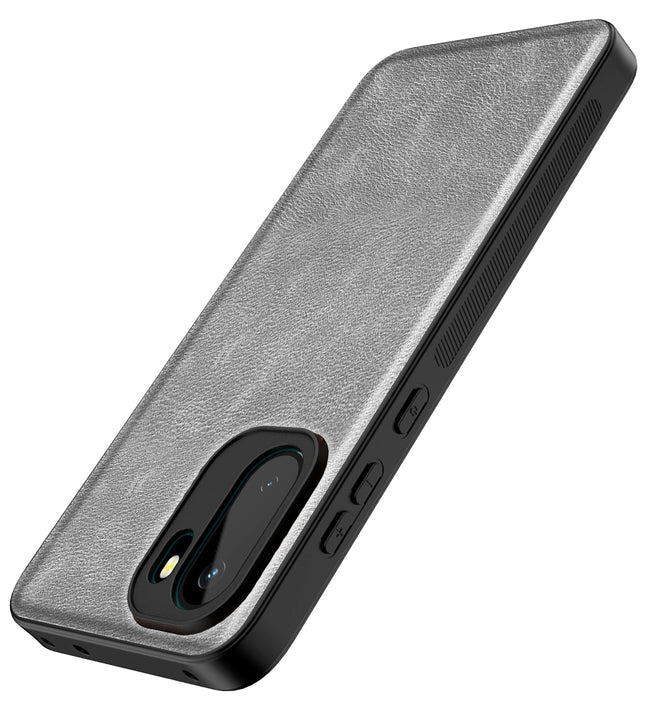 Kapa Tux Leather Back Cover for OnePlus 15R | Slim Shockproof Camera Protection Bumper Case (Grey)