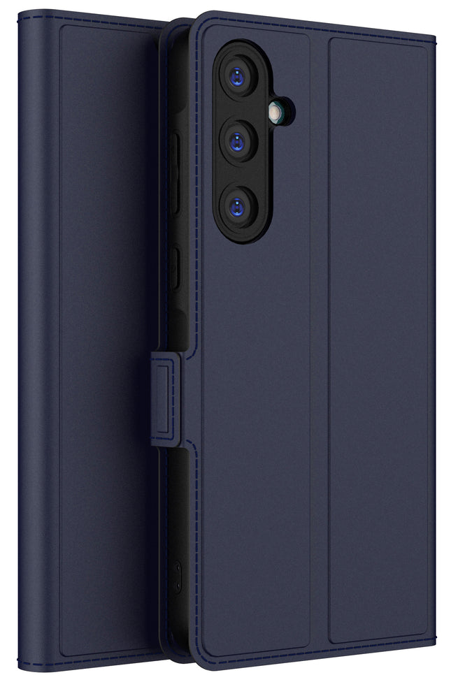 Kapa Noble Slim Magnetic Leather Flip Case Cover for Samsung Galaxy A35 (5G) | Card Holder Stand Flip Wallet Case (Blue)