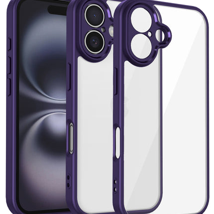 Kapa Hawkeye Clear Back Cover for Apple iPhone 16 | Camera Lens Protector Shockproof Slim Clear Case Cover (Purple Sides)