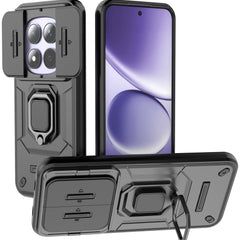 Kapa Armor Slider Back Cover for Redmi Note 15 Pro 5G | Inbuilt Ring + Camera Slider Shockproof Lens Protection Bumper Back Case (Black) - Mobizang