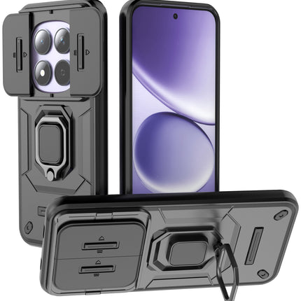 Kapa Armor Slider Back Cover for Redmi Note 15 Pro 5G | Inbuilt Ring + Camera Slider Shockproof Lens Protection Bumper Back Case (Black) - Mobizang