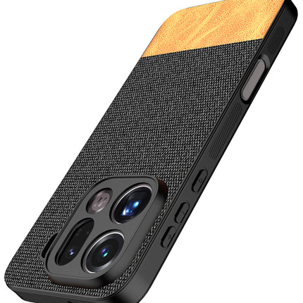 Kapa Soft Fabric & Leather Hybrid Protective Back Cover for Oppo Find X9 Pro | Shockproof Slim Hard Anti Slip Back Case (Black,Brown)