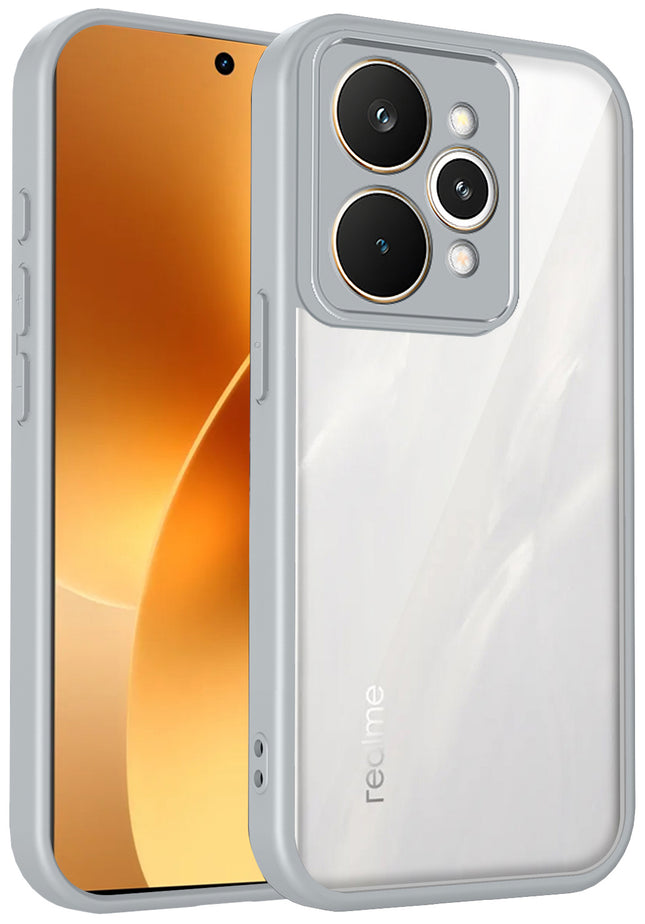 Kapa Hawkeye Clear Slim Tough Back Cover for Realme 15 Pro 5G | Camera Lens Protector Anti Yellow Shockproof Clear Hybrid Case Cover (Grey)