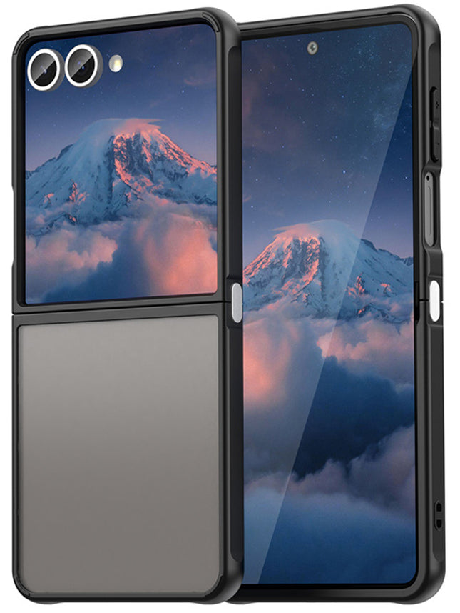 Kapa Shield Frosted Acrylic Back Cover for Samsung Galaxy Flip7 / Z Flip 7 | Hard Slim Inbuilt Camera Lens Cover Protection Shock Proof Case (Black Sides)